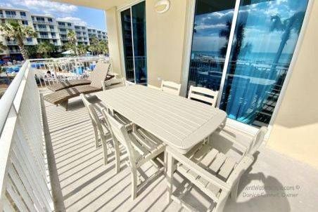 View of the beach from the patio