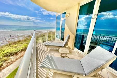 View of the beach from the patio