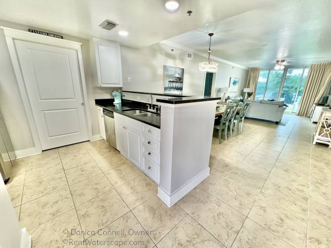 Kitchen with beach view