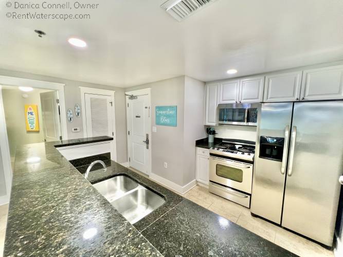 Kitchen with beach view