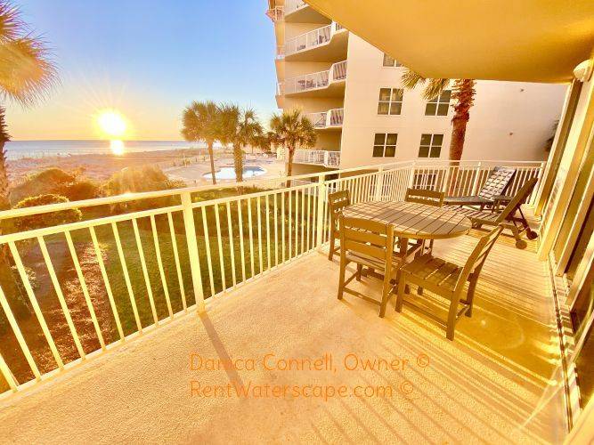 Patio view at sunset