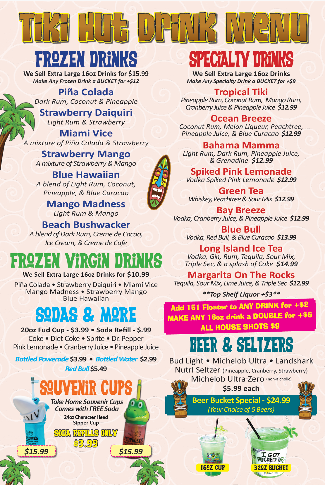 Waterscape Tiki Hut Food Menu